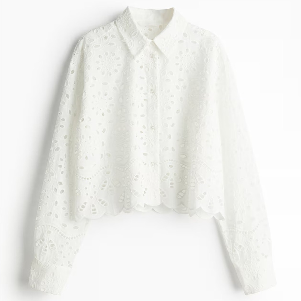 H&M Eyelet Embroidered Collared Shirt - Picture 5 of 5